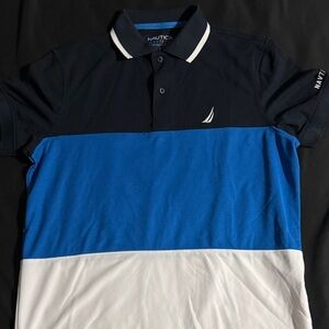 Nautica Men's Polo Shirt in Navy, Blue, and White